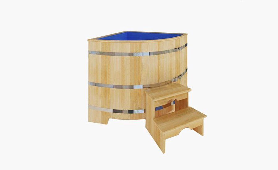 Купель угловая из кедра АU2 с пластиковой вставкой