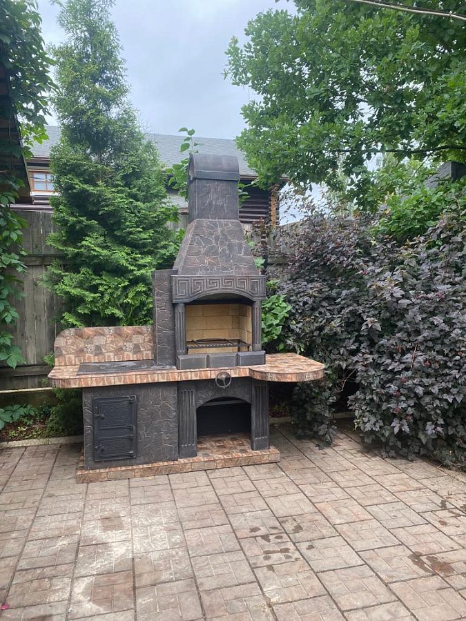 Печь № 20А — Печь Барбекю с большой топкой и печью под казан (фактура под кирпич)